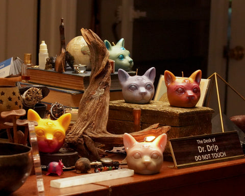 Mystery Crystal Cat Candle