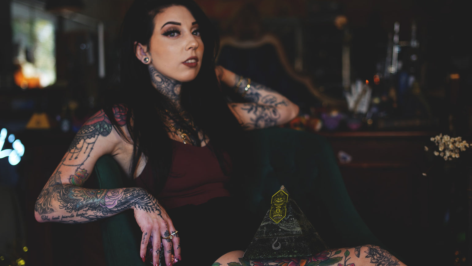 Mystery Pyramid Candles with Crystals, Rings, Tarot & Zodiac SOUL/\TERRA