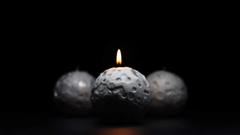 The Moon Candle w/ Hidden Meteorite Tektite Inside