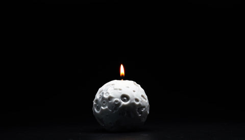 The Moon Candle w/ Hidden Meteorite Tektite Inside