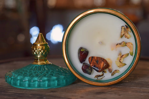 Gilded Turquoise Jar Candle
