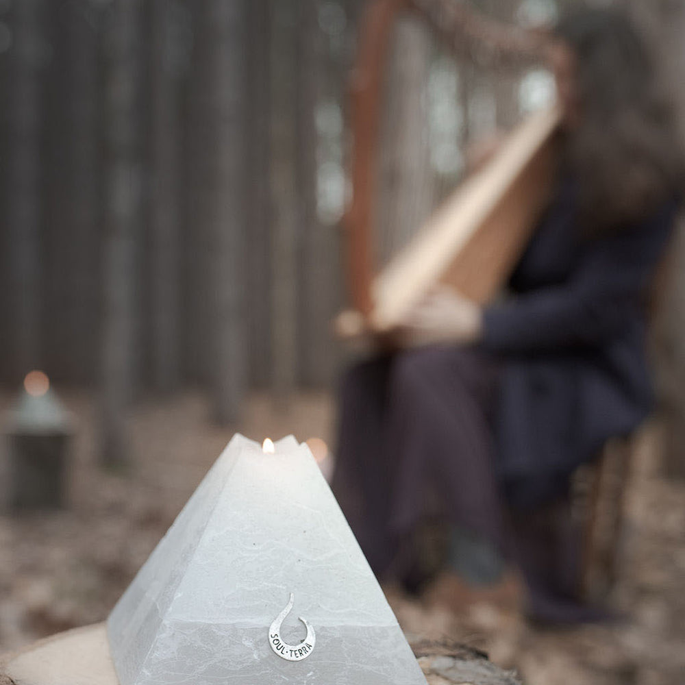 WHITE SAGE CLEANSING Mystery Pyramid Candle Crystal Candles by SoulTerra